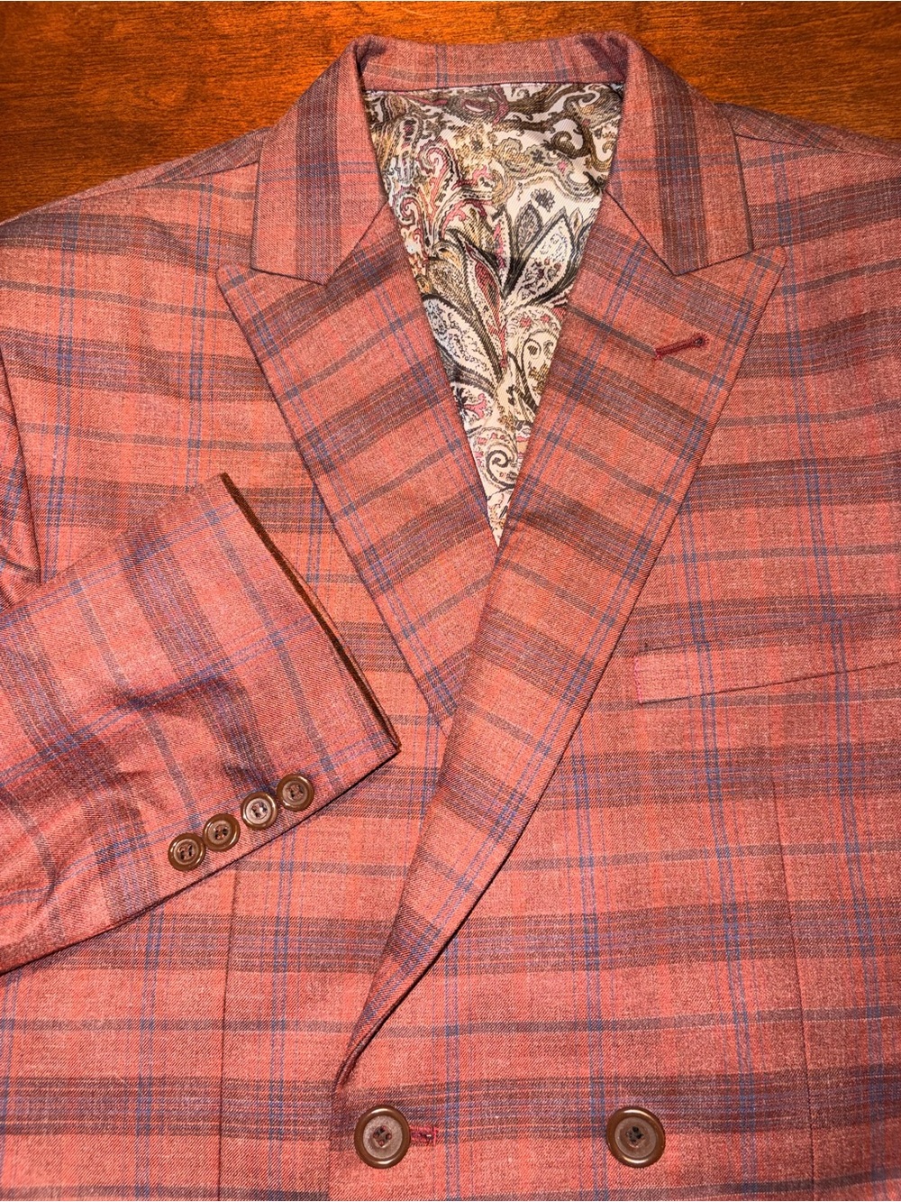 Atelier Washington Kentrell Wiggins Men’s Double Breasted Plaid Blazer 42R